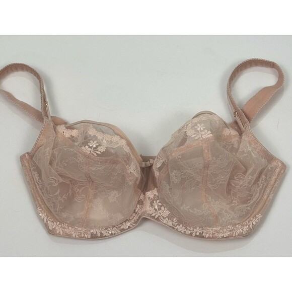 Subtille Pink Beige Lace Bra 30J New Balcony Underwire Unpadded 30‎ J Romantic - Picture 2 of 6